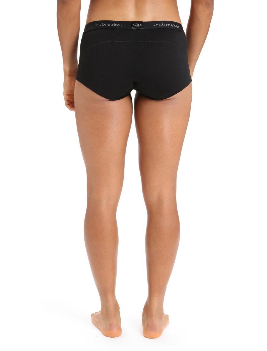 Black Icebreaker Merino 200 Oasis Thermal Boy Shorts Women's Underwear | AU 1685XYUF